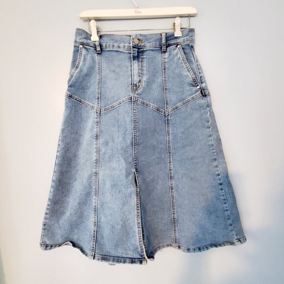 Jessica Simpson Dresses & Skirts - Jessica Simpson Tulip A-Line Midi Denim boho Jean Skirt, Size 8 Cottagecore